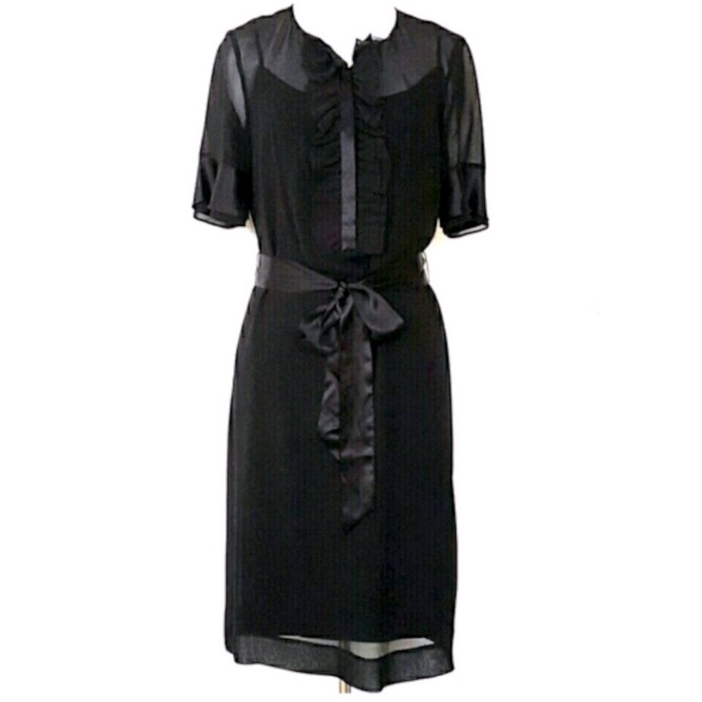 Club Monaco LBD black pure silk dress size US 2 evening opera party